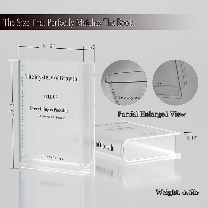 Bookend Vase for Flowers! Cute Decor for Book Lovers, Acrylic Vase with Artistic Flavor for Office