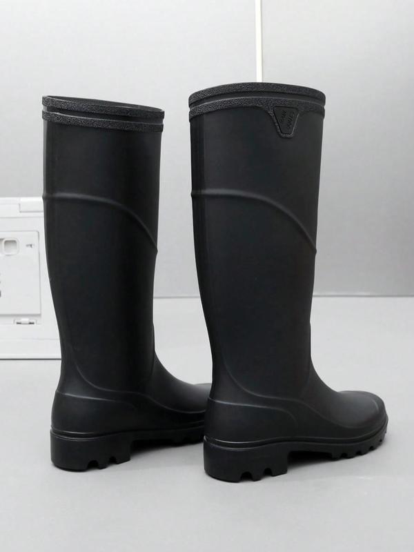 Men's 1 Pair Solid Color PVC Waterproof Rain Boots, Non-slip Knee High Boots for Work, Fashionable Slip-on Rain Boots for Men