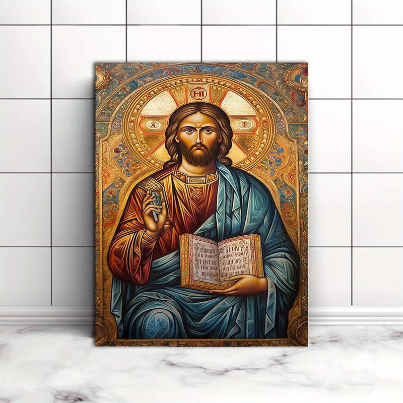 Eastern Orthodox Jesus Christ Oil Painting Poster , Decorative Wall Art for Home, Office, or Hotel rimless