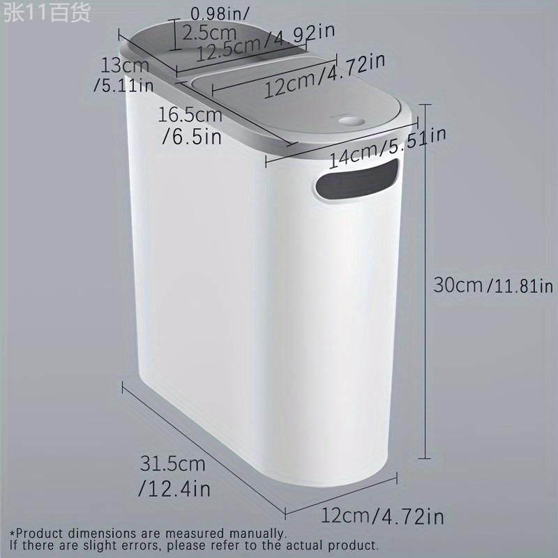 1pc Large Capacity Press-Top Bathroom Trash Can with Lid & Handle - Polished Plastic, Easy-Open, Space-Saving Design - Home Essential for Bathroom Organization