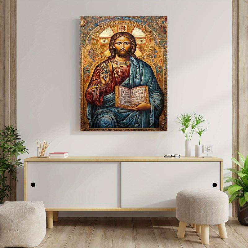 Eastern Orthodox Jesus Christ Oil Painting Poster , Decorative Wall Art for Home, Office, or Hotel rimless