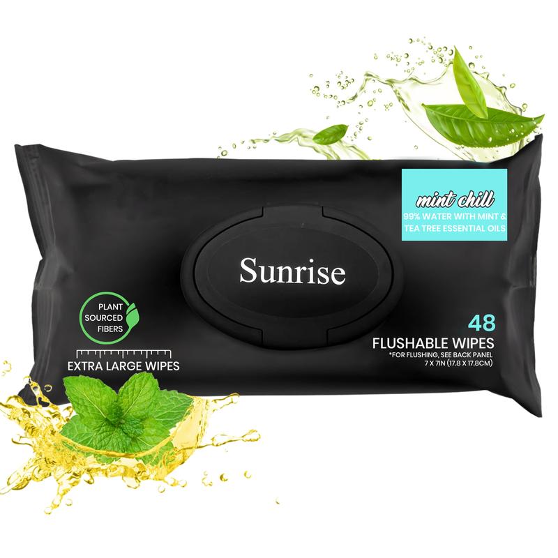 SUNRISE FLUSHABLE WIPES - PACK OF 10 - 480 COUNT WIPES -Extra Large Wipes thats safe for your Septic and. Sewer Personal Toilet