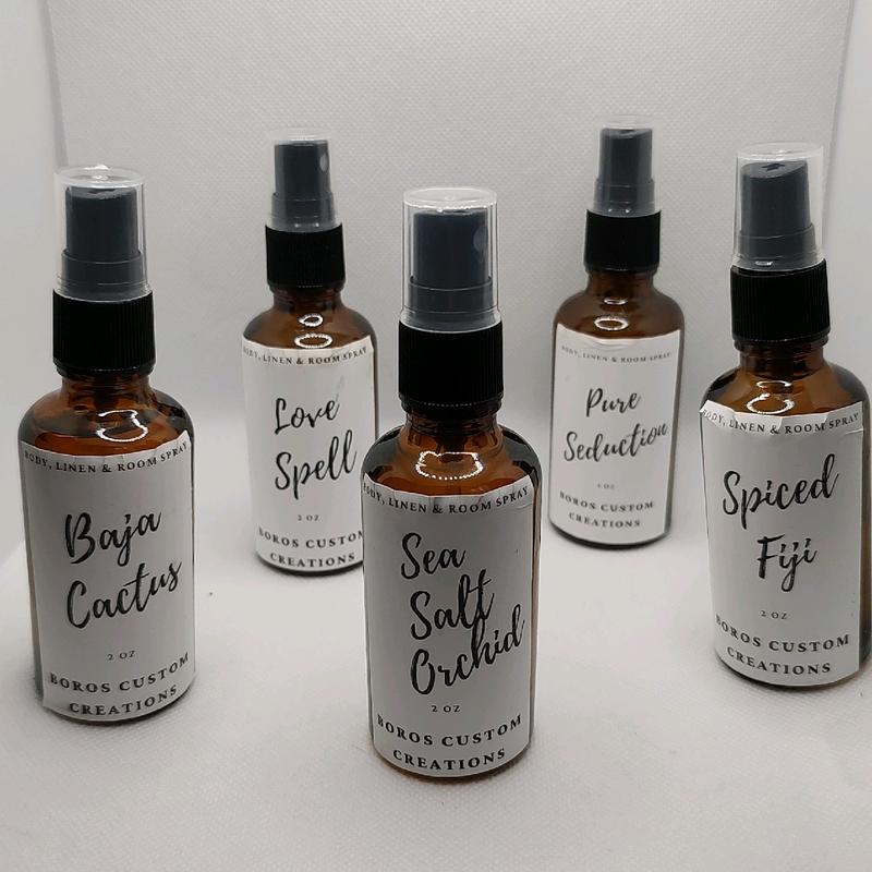 Mini Aroma Spray 2 oz Room Spray Natural Odor Eliminator Household Scent Travel Perfume Body Mist Linen Spray Car Air Freshener Bathroom Spray