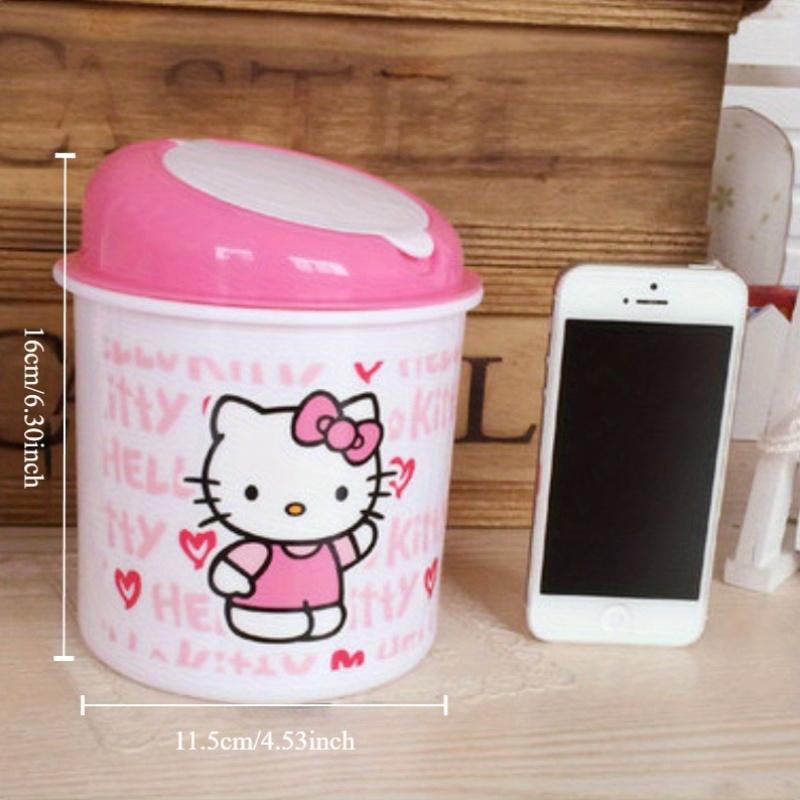 Tech Comforts  Sanrio Hello Kitty Quiet-Close Trash Can - Cylindrical, Press-Top Wastebasket For Desk Storage, Durable Abs Material, Pink