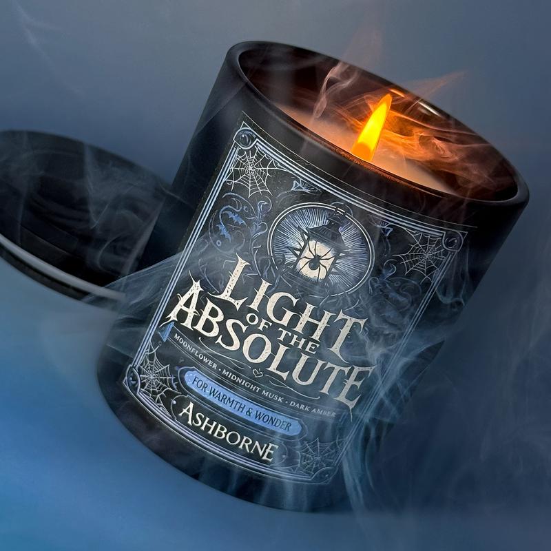 Light of the Absolute - 8oz Scented Candle - Moonflower, Midnight Musk, Dark Amber - Natural Coconut Wax - 35 h Burn Time - Premium Foil Label - Dark Candles