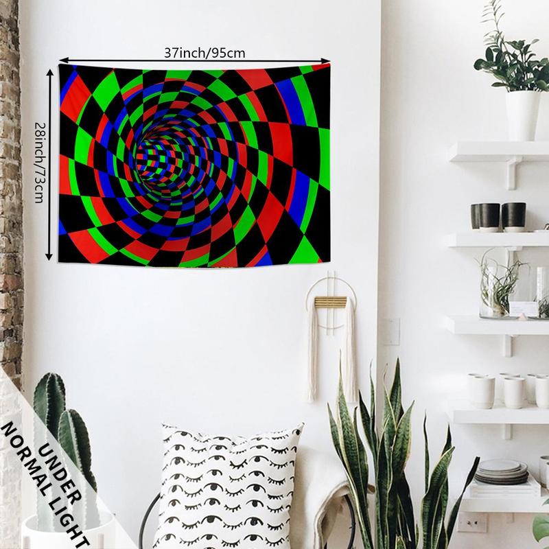 3D Fluorescent Geometric Pattern Tapestry, 1 Count Colorful Wall Hanging Tapestry, Wall Hanging Decor For Home Living Room Bedroom Decor