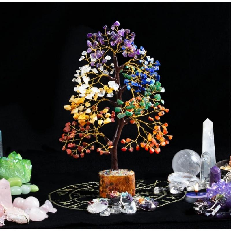 Seven Chakra Tree of Life, Crystal Tree for Positive Energy - feng shui tree, fake bonsai tree, crystals and healing stones, money tree, room decor 7 chakra tree, stone tree, healing crystals, spiritual gifts