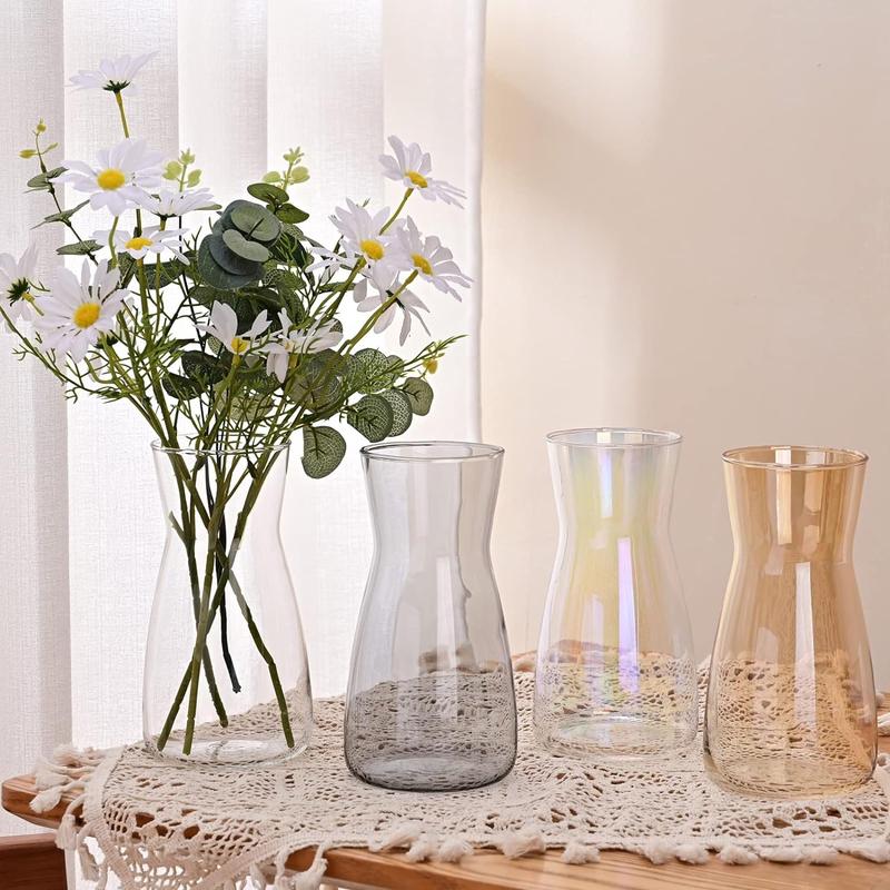 8 inch Clear Glass Flower Vases for Centerpiece Table Home Indoor Desk Decor,Ins Modern Boho Style Vase for Wedding Housewarming Gift Decoration Decorative Floral Ornaments