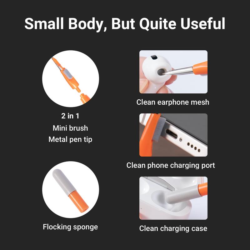 11-in-1 Portable Electronic Cleaning Kit, Clean Your Electronic Devices, Handy Brush Handle Durable