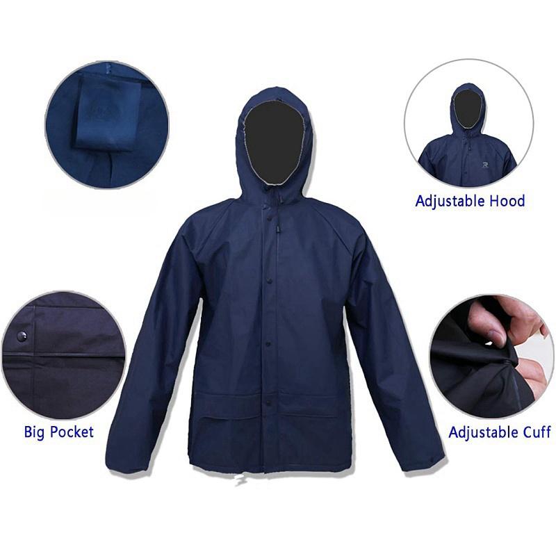 Ultra-Lite Rain Coat with Pants for Men Women Waterproof Rain Suit for Sport(Navy)