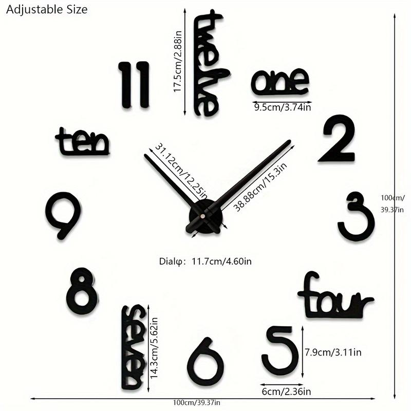 40-Inch Giant Frameless Large Wall Clock, Modern Home Decoration for Living Room, Kitchen, Bedroom, Interior Decoration Giant Office Decorations Kit for Home Noiseless Hanging Clock