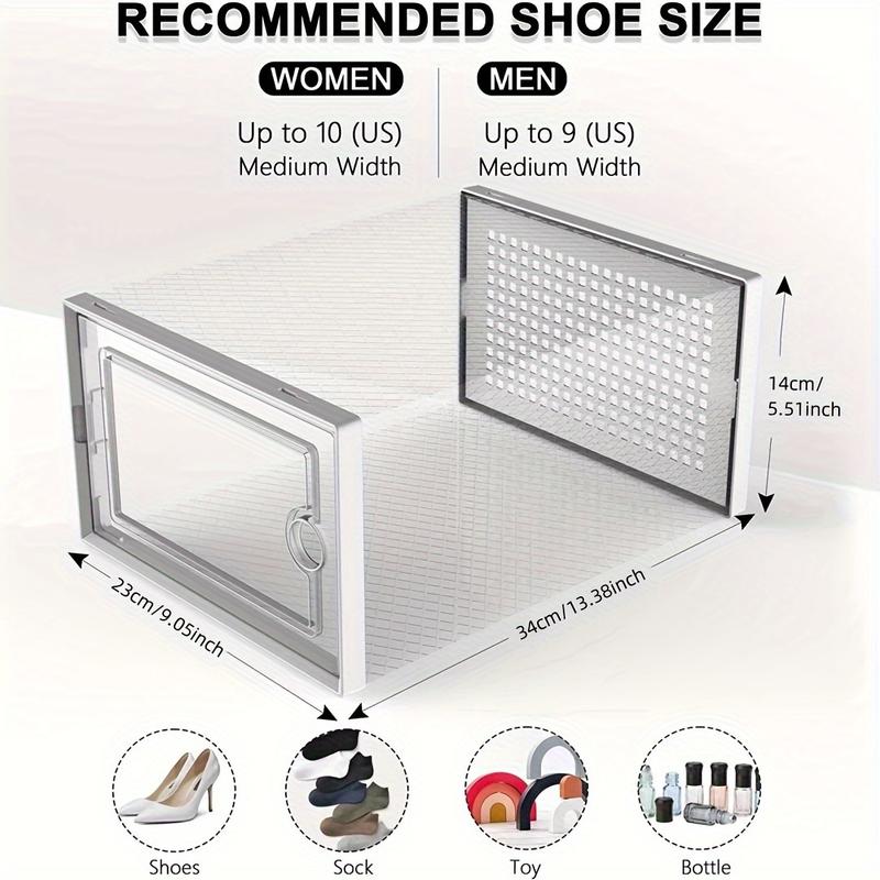 6 12pcs Thickened Transparent Foldable Shoe Boxes with Lids - Stackable, Space-Saving Storage Organizers for Entryway, Bedroom, Home, Dorm - Ramadan Decor, Plastic Sneaker Containers for Easy Storage and Display