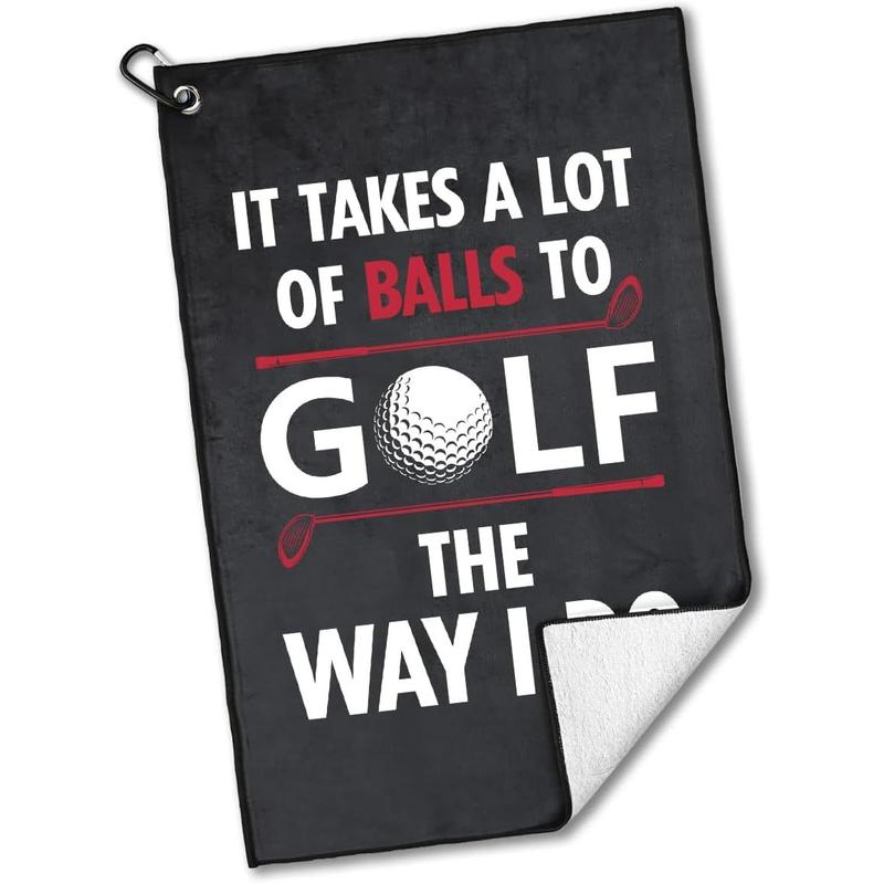 It Takes A Lot of Ball to Golf Polyester and Cotton Blend Printed Golf Towel, Funny Golf Accessories for Men Women, Golf Gift for Golf Fan Dad, Golf Lover Father's Day Birthday Gift (OGT019)