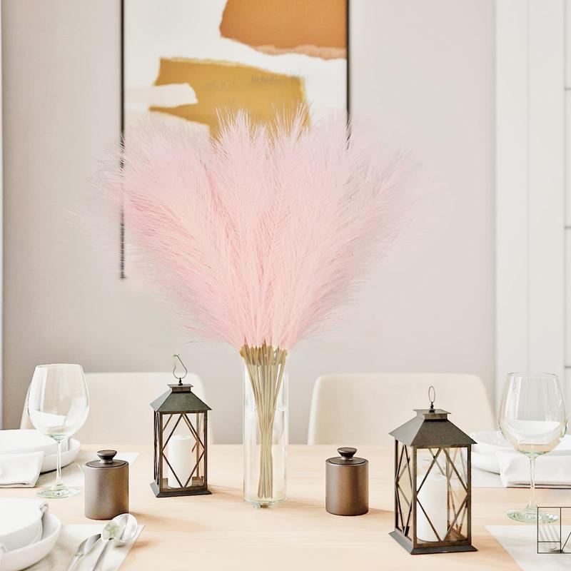 Artificial Pampas Grass, 24pcs Lovely Fluffy Faux Pampas Grass, Vase Filler Flower Arrangement for Home Wedding Party Dining Room Decor