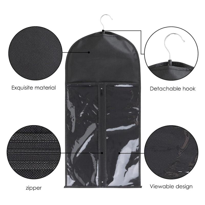 Wig Storage Bag with Hook, 2 Pcs High Quality Zipper Transparent Wig Storage Hanger, Dustproof Wig Storage Tool for Salon & Home--Hangable Organiser