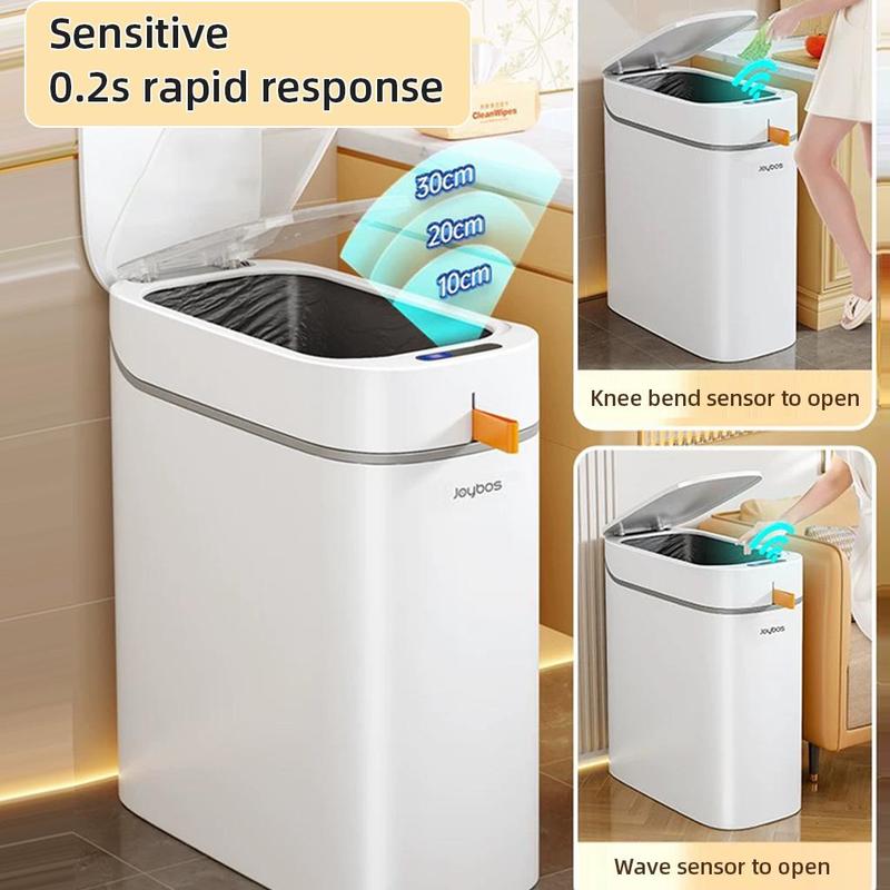 Smart Sensor Trash Can, 1 Count Rechargeable 3.5 Gallon Automatic Plastic Waste Basket with Lid, Kitchen Trash Can for Bedroom, Office, Living Room, Toilet, Garbage Can,  Cleaning Household Items