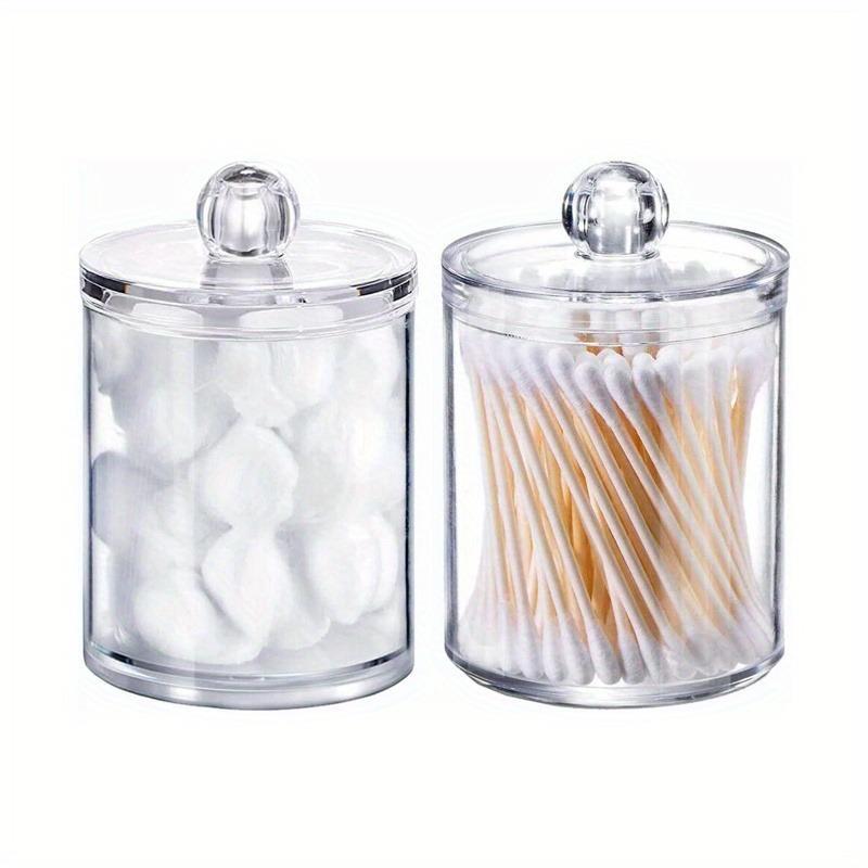 Clear Apothecary Jar with Lid, 2 Counts Storage Jar for Cotton Ball, Cotton Swab, Cotton Round Pads, Floss and More, Home Organizer