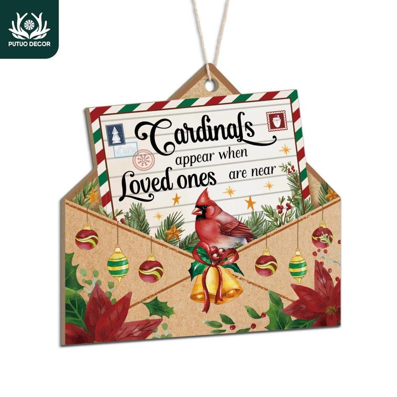 Envelope Shaped Wooden Hanging Sign Decor, Cardinals Appear When Loved Ones Are Near Hanging Ornament, Wall Decor for Home Farmhouse Office Room