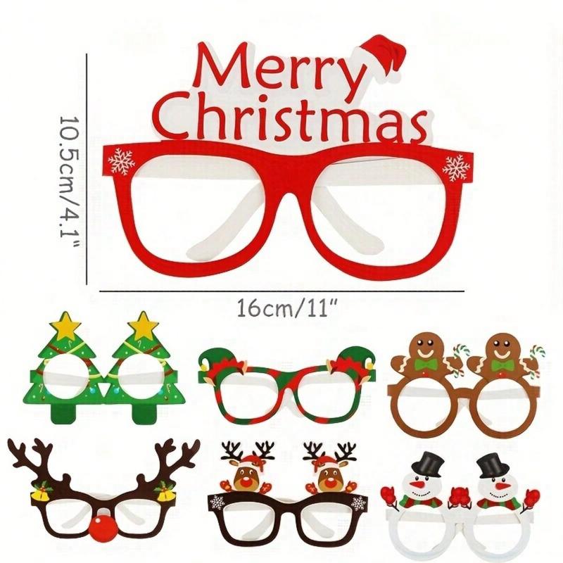 9 Pairs Of Fun Santa Claus Christmas Tree Elk Shaped Paper Glasses - Party Favors For Photo Booth Props And Christmas Decorations - Novelty Accessories For Holiday Celebrations, Christmas Decor, Christmas Decorations, Christmas Gifts