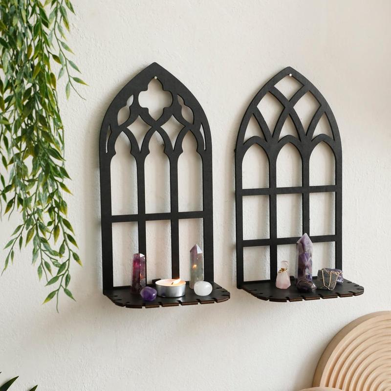 Gothic Style Church Design Wall Mounted Crystal Display Rack, 1 Count Wall Hanging Jewelry Display Rack, Home Decor for Living Room Bedroom