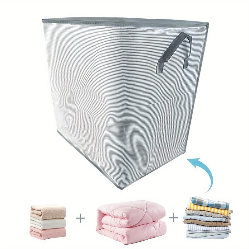 Heavy-Duty Extra Large Clothing Storage, Foldable Blanket Buggy Bag, Wardrobe Finishing Storage Box with Durable Handle, Suitable for Clothing, Blanket, Duvet, Extra Large Buggy Bag (23.62*17.72*23.62 Inches)