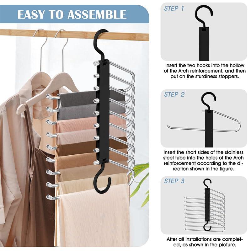 9-layer Pants Hanger, Space Saving Pant Hanger Organizer, Multifunctional Pants Rack, Bedroom Clothes Rack Organizer, Closet Organizer for Pants Jeans Leggings Trousers, Room Accessories