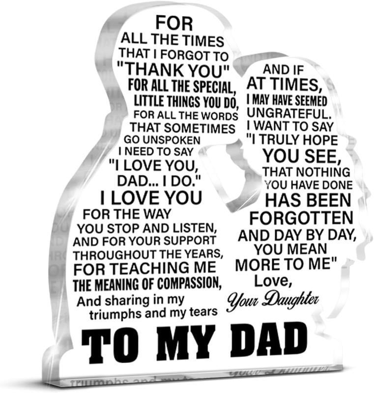 Dad Gifts, Gift for Dad From Daughter, Thank You Gifts for Dad Father's Day Birthday Christmas, to My Dad Acrylic Keepsake