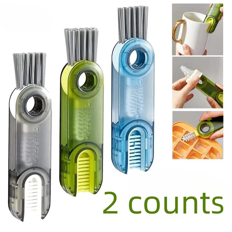 3 in 1 Cup Lid Brush, 2 Counts Multifunctional Water Cup Cleaning Brush, Kitchen Cleaning Tool for Insulated Cup Rim Scrub Cup Brush