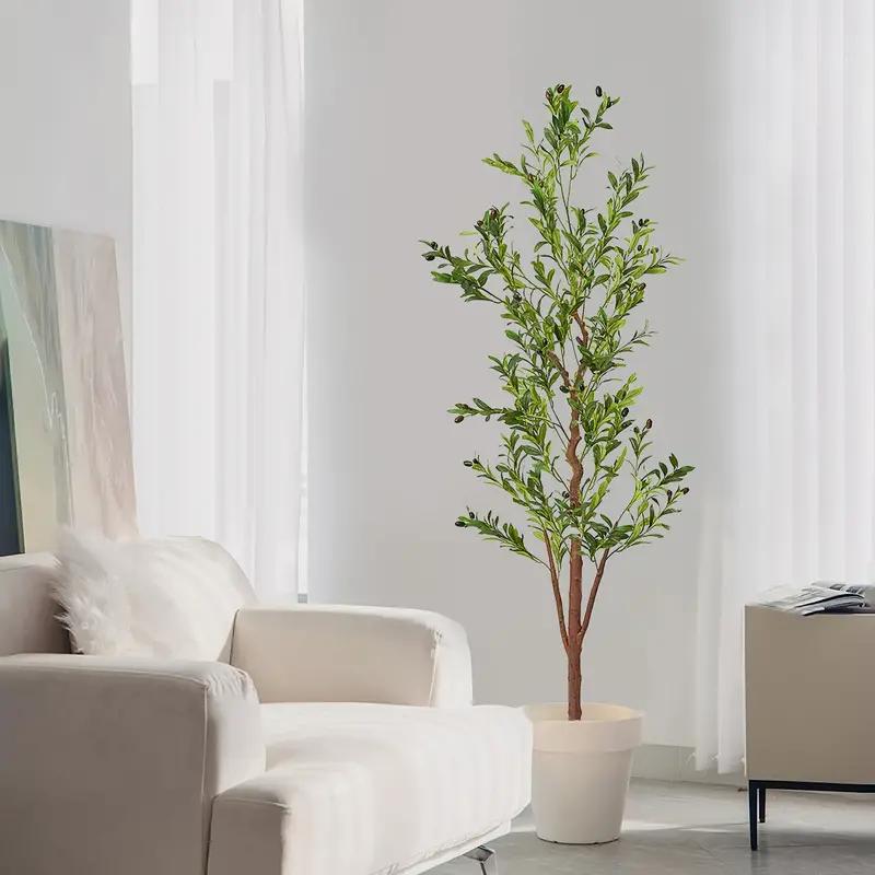 Artificial Olive Tree Tall Faux Silk Plant forHome Offce Decor indoor Fake Potted Tree with Natural Wood Trunk and Lifelike Fruits Holographic Artificial Decorative Ornaments Decorative Ornaments artificial  plants