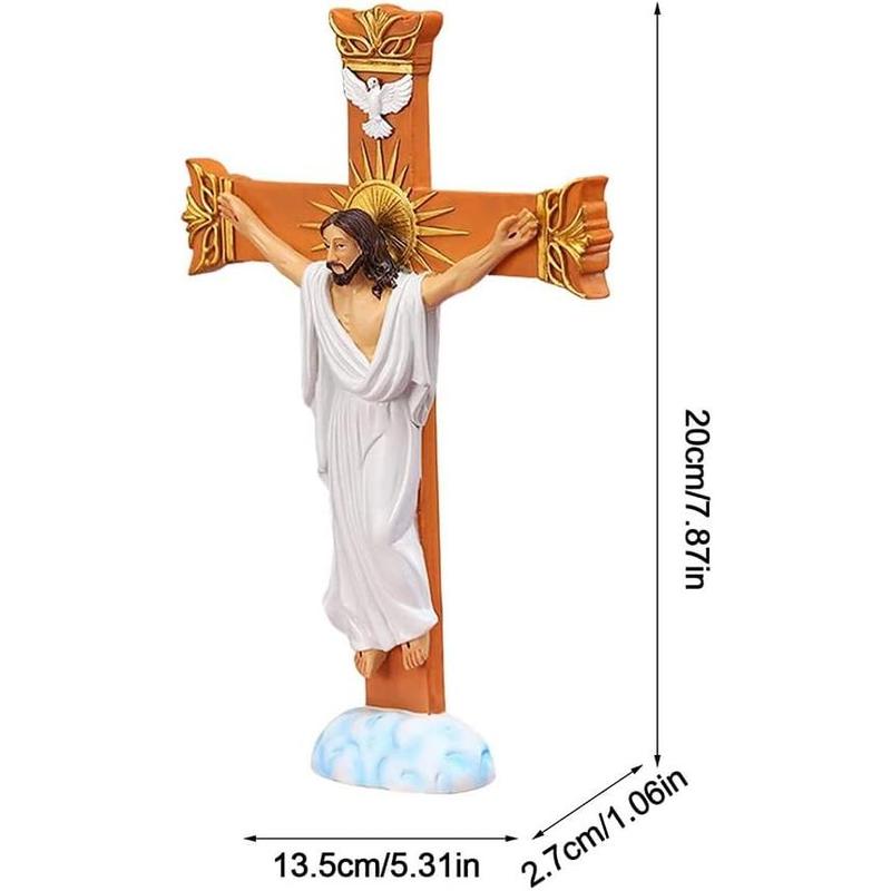 Catholic Crucifix Cross Church Ornaments, for Decorations Home Office Table Resin Jesus Christ Statues and Figurines 7.87Inch