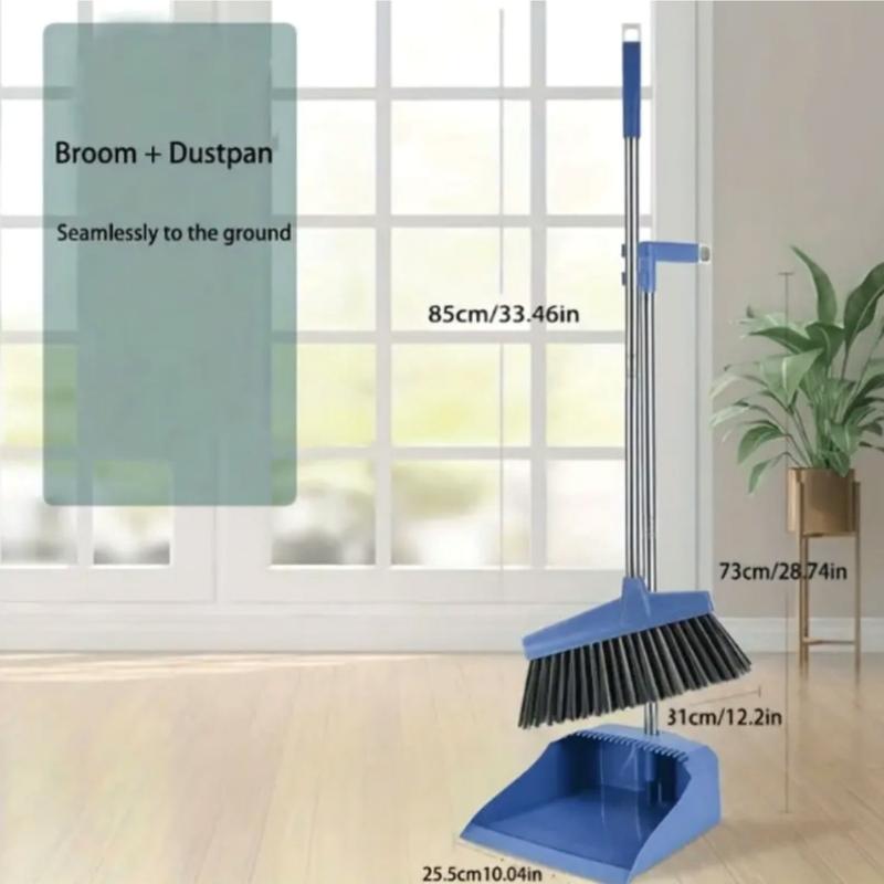 Broom and Dustpan Set Long Handle Broom with Stand Up Dustpan Combo Set for Office Home Kitchen Lobby Floor Use Dust pan and Broom Set Brush Cleaning