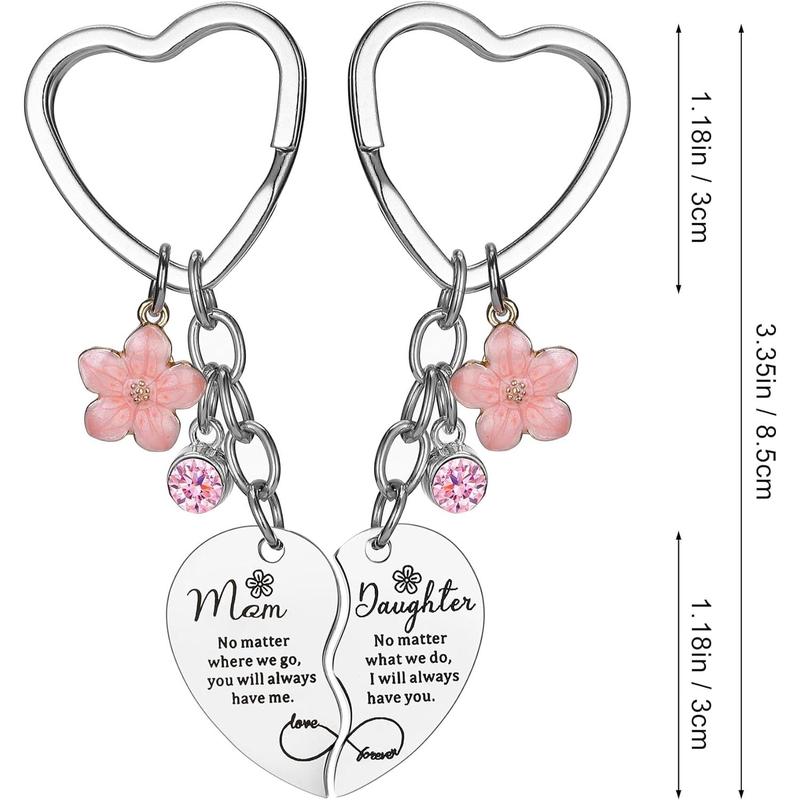 2 Mother Daughter Heart Matching Keyring Keychain Set Gifts For Mom Mothers Day Gifts from Daughter