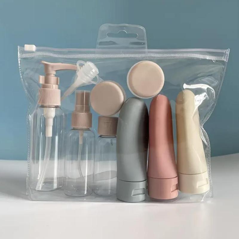 Portable Travel Bottle Set with Storage Bag, 11pcs set Including 8 Refillable Empty Bottles & 3 Accessories, Leak Proof Mini Bottles for Skincare, Christmas Gift