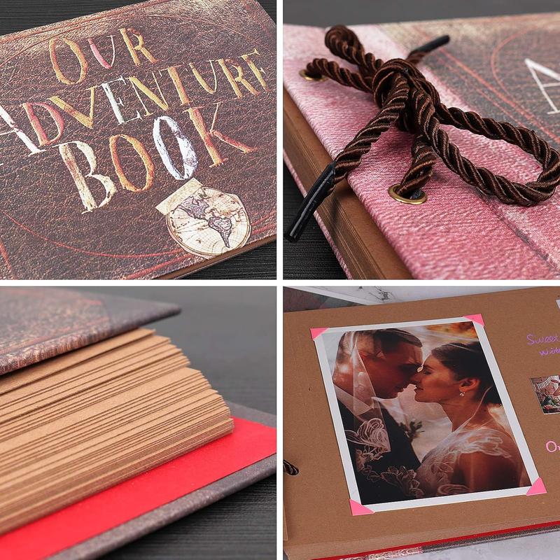 Handmade DIY Family Scrapbook Photo Album - Expandable 11.6x7.5 Inches - 80 Pages - with Storage Box