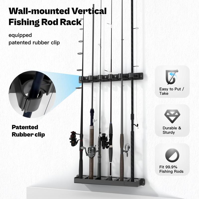 Wall Mount Fishing Rod Holders,Vertical Fishing Pole Storage Rack for Garage