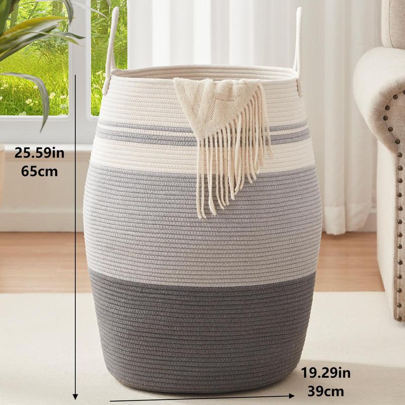 OIAHOMY Extra Large Foldable Woven Rope Storage Basket, 110L, 25.9