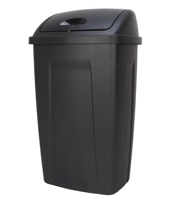 Mainstays 13 Gallon Trash Can, Plastic Swing Top Kitchen Garbage Trash Can, Black, 12.5