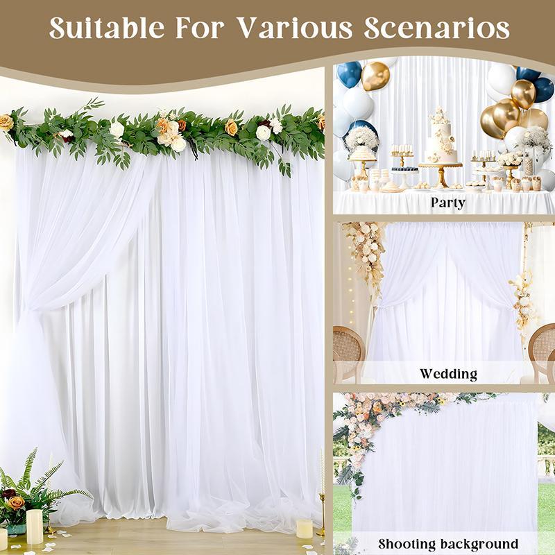 Solid Color Chiffon Curtain, 1 Count Transparent Chiffon Background Screen, Party & Wedding Decoration Supplies for Home Party Wedding