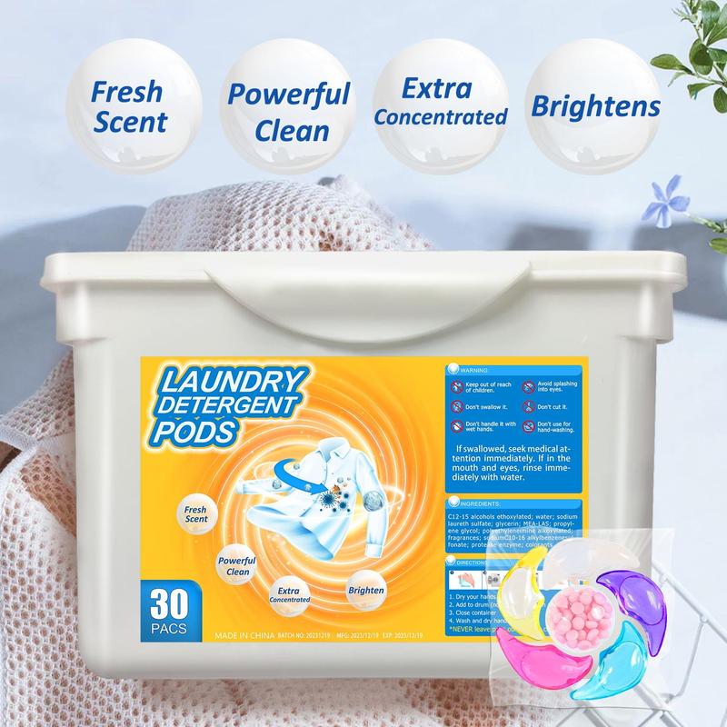 6-in-1 Laundry Fragrance Beads, 30pcs box Soft & Long Lasting Fragrance Cleaner for Clothes, Household Cleaning Supplies for Washing Machine