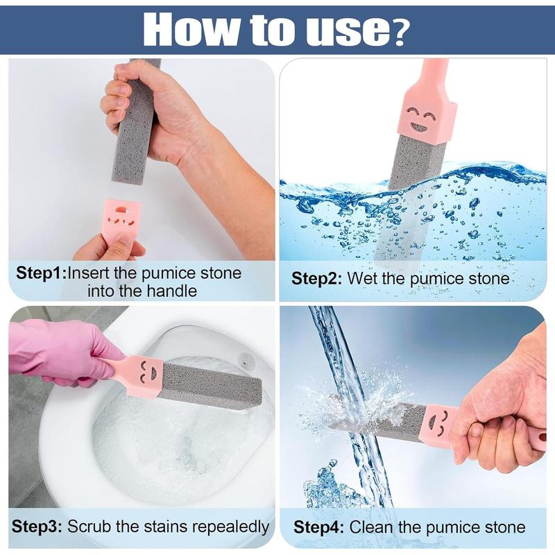 8 Packs Pumice Stone for Cleaning with 2 Universal Handle,Grey Pumice Stone Cleaner for Cleaning Toilets, Bathrooms, Kitchens, Spas, Pools, Household Cleaning