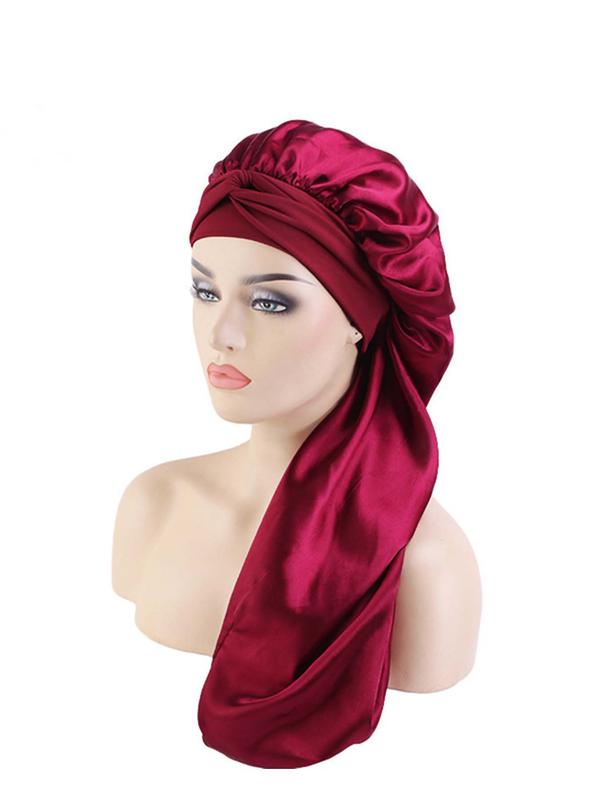 Simple Silk Satin Long Tube Bonnet, Sleeping Bonnet for Women & Girls, Soft and Comfortable Night Sleep Hat for Long Curly Hair, Basic Shower Cap for Protects Hairstyles & Prevents Hair Tangling