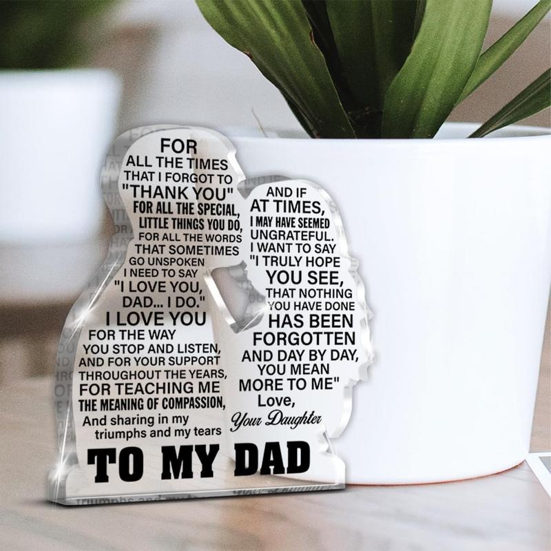 Dad Gifts, Gift for Dad From Daughter, Thank You Gifts for Dad Father's Day Birthday Christmas, to My Dad Acrylic Keepsake