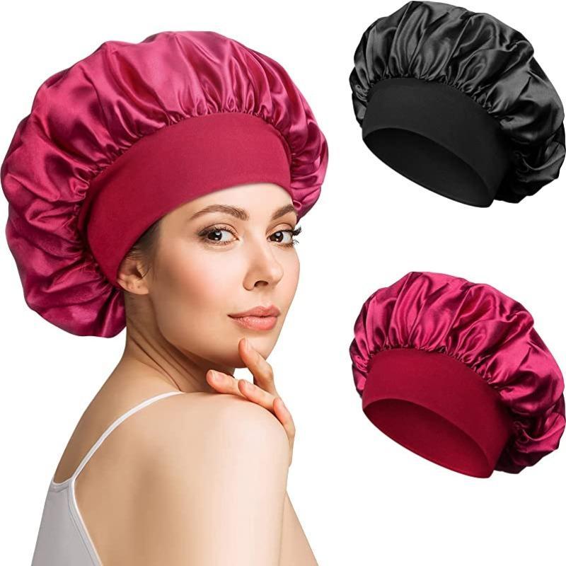 Solid Color Satin Sleeping Hair Cap, 1 Count High Elasticity Wide Band Hair Cap, Sleeping Hair Accessories for Women & Girls, Halloween Decor