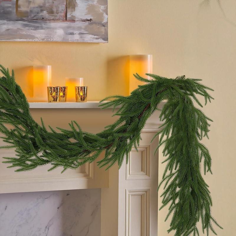 Artificial Pine Wreath, 1 Count Lifelike Faux Pine Garland, Fake Pine Wreath for Home Party Wedding Anniversary Festival Decoration