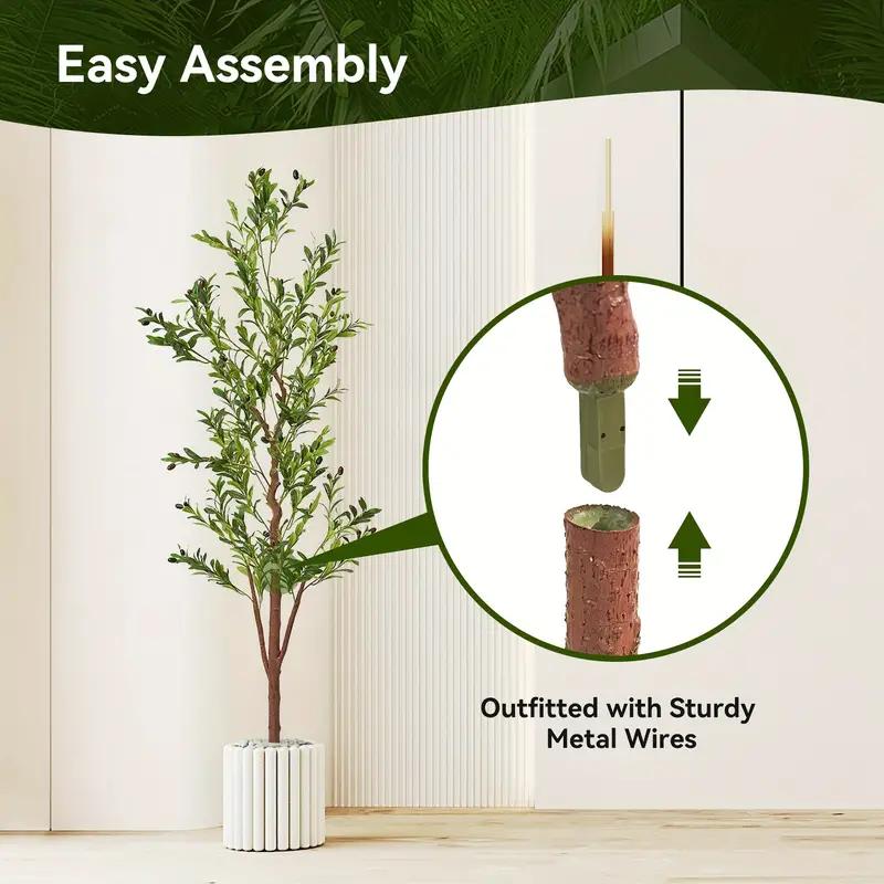 Artificial Olive Tree Tall Faux Silk Plant forHome Offce Decor indoor Fake Potted Tree with Natural Wood Trunk and Lifelike Fruits Holographic Artificial Decorative Ornaments Decorative Ornaments artificial  plants