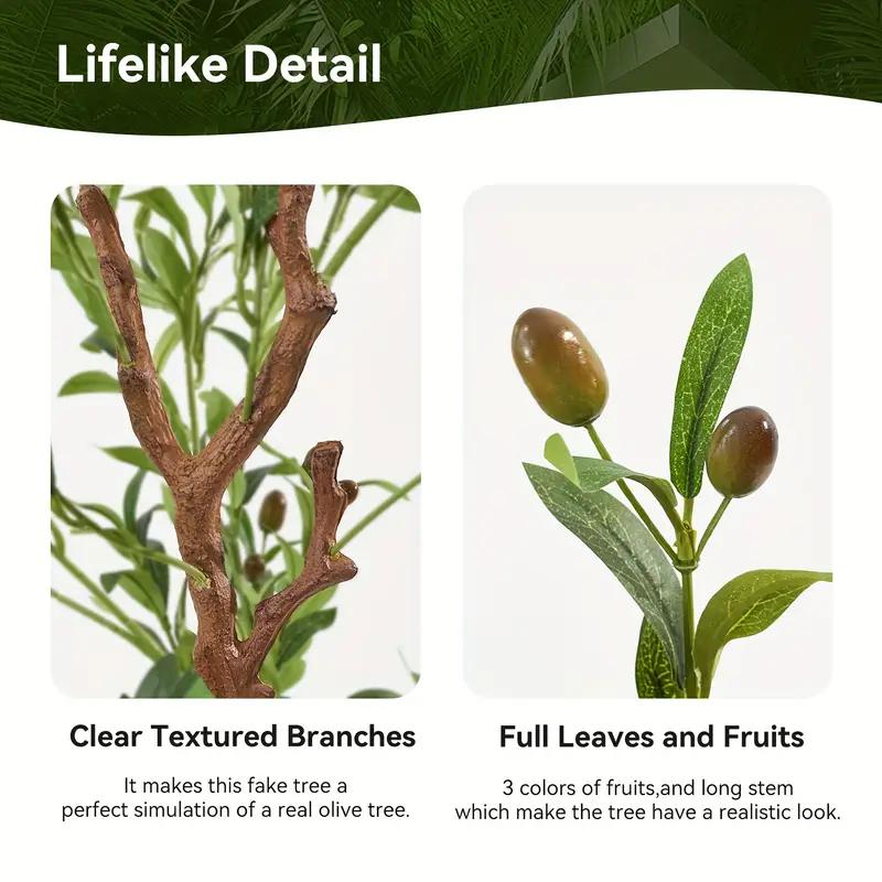 Artificial Olive Tree Tall Faux Silk Plant forHome Offce Decor indoor Fake Potted Tree with Natural Wood Trunk and Lifelike Fruits Holographic Artificial Decorative Ornaments Decorative Ornaments artificial  plants