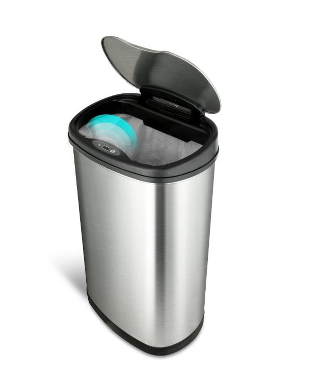 13.2 Gallon Trash Can, Motion Sensor Kitchen Trash Can, Stainless Steel Cleaning Hand