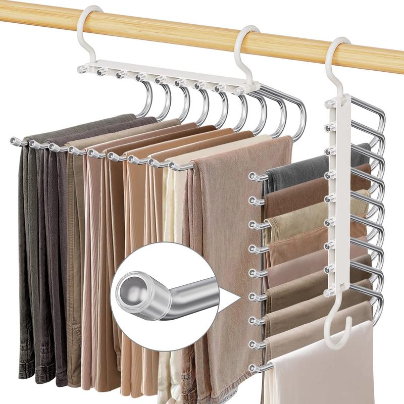 9-layer Pants Hanger, Space Saving Pant Hanger Organizer, Multifunctional Pants Rack, Bedroom Clothes Rack Organizer, Closet Organizer for Pants Jeans Leggings Trousers, Room Accessories