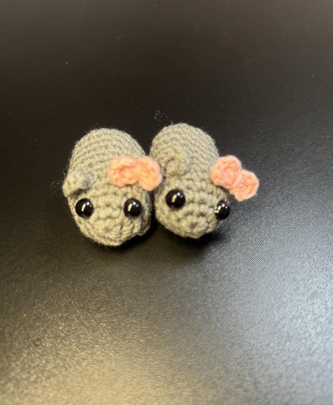 crocheted mice for home decor or gifts to friends, 2 inches long. pack of two. Decoration Hangable Ornaments Hanging