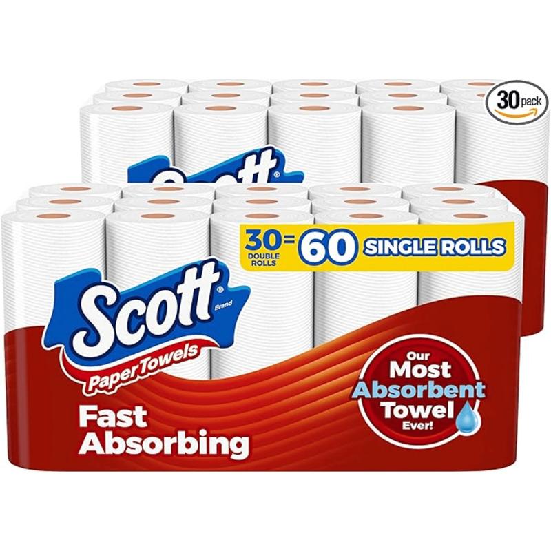 Scott Paper Towels Choose-A-Sheet 30 Double Rolls (2 Packs of 15) = 60 Regular Rolls (100 Sheets Per Roll)